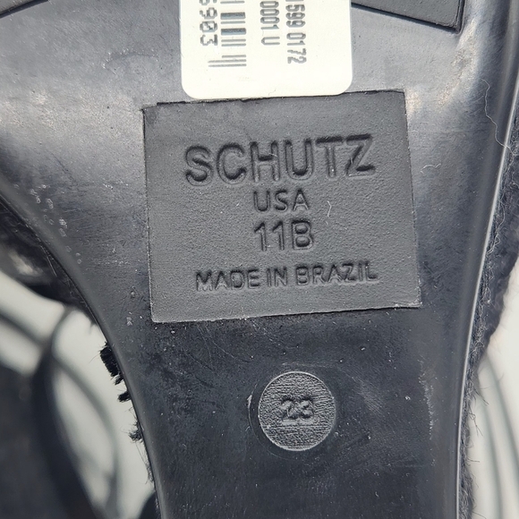 Schutz Amarilis Embellished Wedge Sandals In Black And Gold Size 11 B - Picture 11 of 16